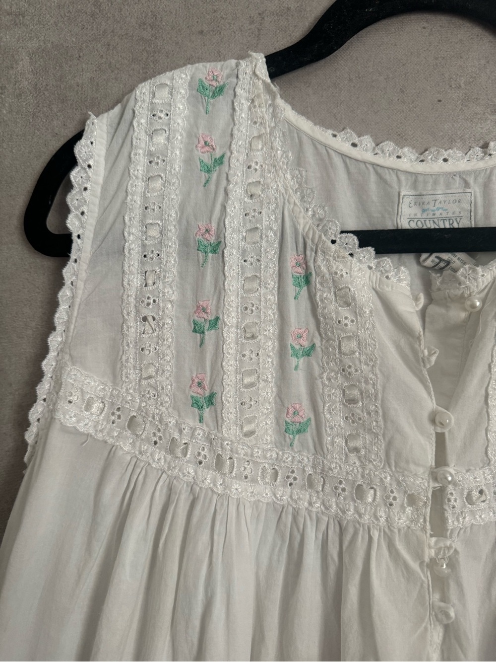 Erika Taylor Intimates
Nightgown Country Cotton Pink Lace Embroidery  ~ Size M - Picture 3 of 9